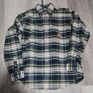 Ralph Lauren Navy and Green Plaid Button-Down Shirt